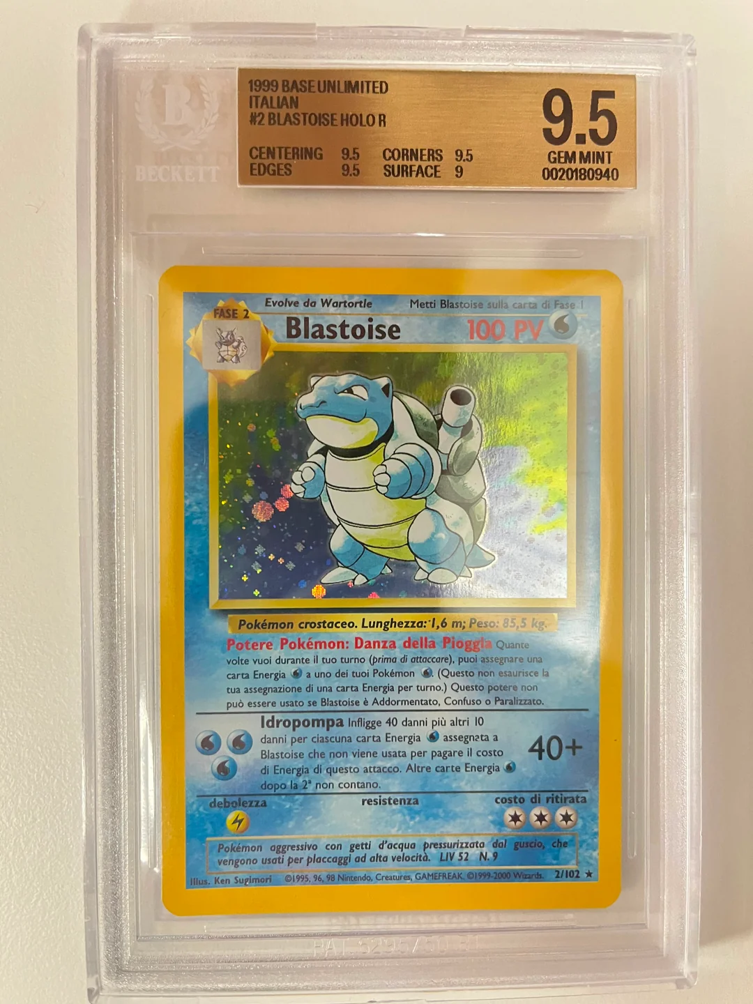 Blastoise Set Base Unlimited ITA BGS 9.5