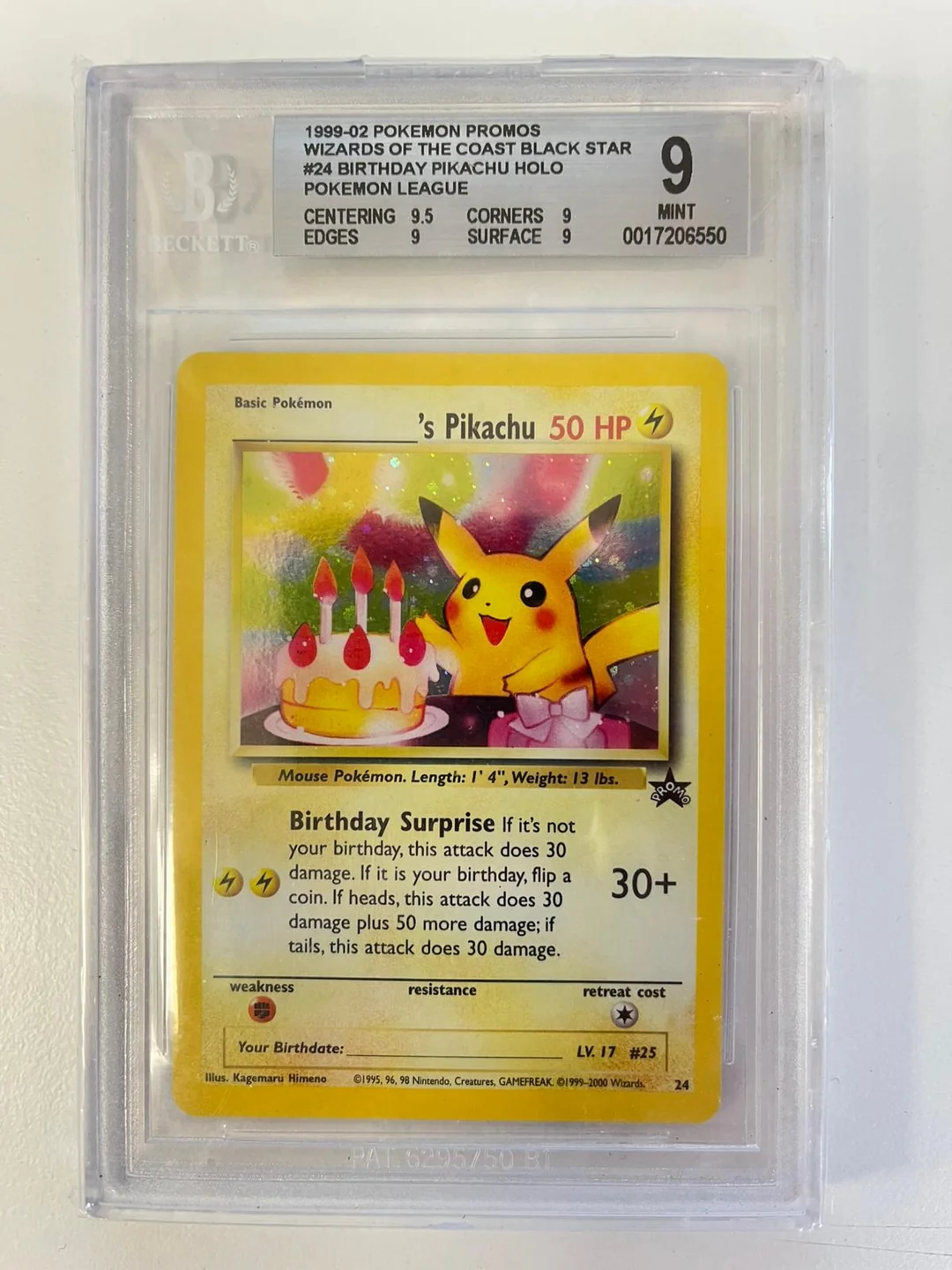 Birthday Pikachu Holo Promo 024 ENG BGS 9